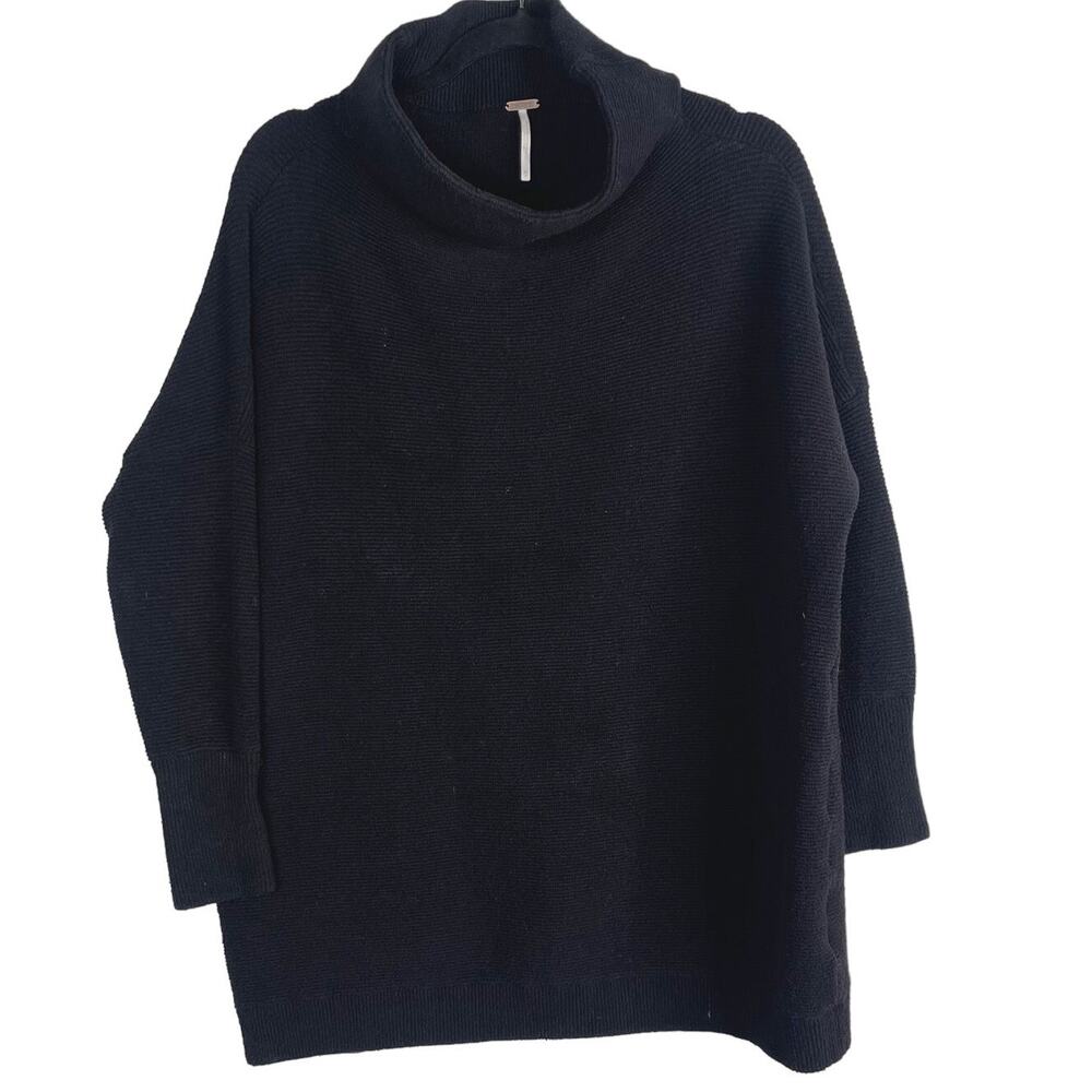 Free People XSmall Black Ottoman Slouchy Tunic Sweater Pullover Cotton Oversized